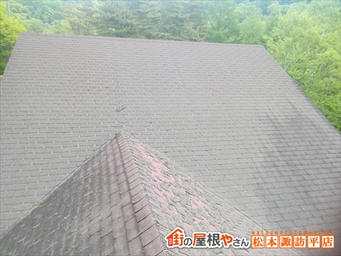 蓼科アスファルトシングル屋根現地調査　屋根全景